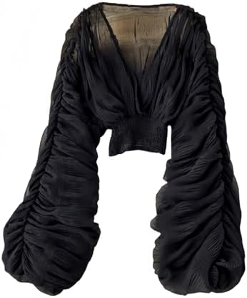 Oberteil mit Glockenärmeln für Damen, elegante Oberteile für Abendgarderobe, sexy Party, Spitzenblusen