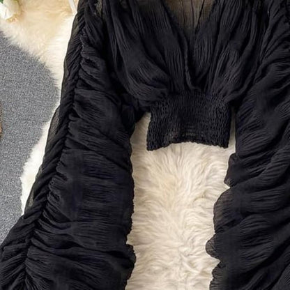 Oberteil mit Glockenärmeln für Damen, elegante Oberteile für Abendgarderobe, sexy Party, Spitzenblusen